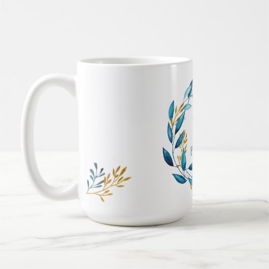 Hübscher WatercolorWreath - Monogramm Kaffeetasse (Links)