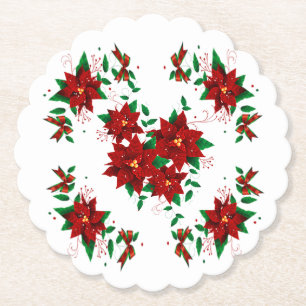 Hübscher Weihnachts-Rot-Blumen-Papiersetzer Untersetzer