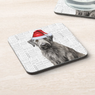 Hübscher Weihnachts-Wolfshund-Hund-Wuff-Wort-Kunst Getränkeuntersetzer