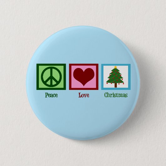 Hübscher Weihnachtsbaum Blaues Friedenszeichen Her Button (Vorderseite)