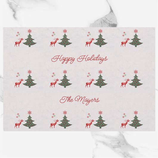 Hübscher Weihnachtsbaum und Roter Rentier Geschenkpapier Set