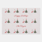 Hübscher Weihnachtsbaum und Roter Rentier Geschenkpapier Set (Vorderseite 2)