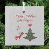 Hübscher Weihnachtsbaum und Roter Rentier Ornament Aus Glas