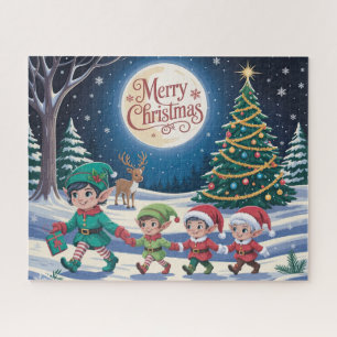 Hübscher Weihnachtselfen-Wunderland-Gruß Puzzle