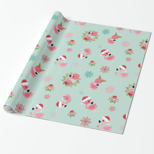 Hübscher Weihnachtsflamingo Schneeflocke Geschenkpapier