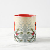Hübscher Weihnachtskardinal und Kiefernzweige Tasse (Zentrum)