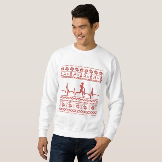 Hübscher Weihnachtspulli rennend heartbeat Sweatshirt (Vorne ganz)
