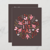 Hübscher Weihnachtsschmuck Rosa Blumenfest Feiertagskarte (Vorne/Hinten)