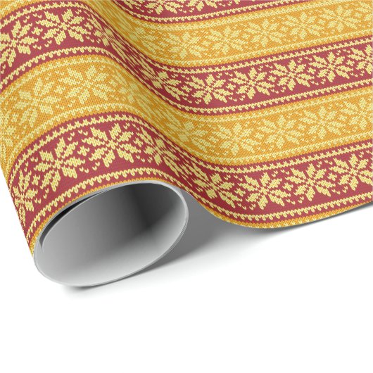 Hübscher Weihnachtsschneeflocken Rotes Gelb Geschenkpapier (Rolleneckpunkt)