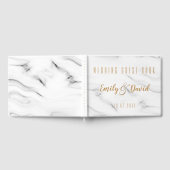 Hübscher weißbrauner Marmor Elegante Hochzeitssach Gästebuch (Voll)