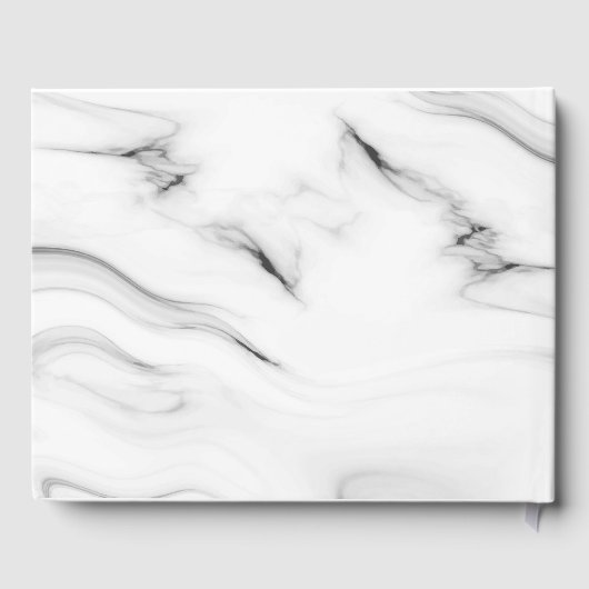 Hübscher weißbrauner Marmor Elegante Hochzeitssach Gästebuch (Rückseite)