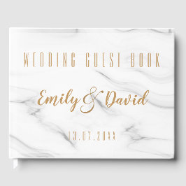 Hübscher weißbrauner Marmor Elegante Hochzeitssach Gästebuch
