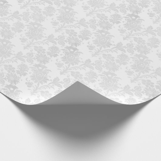 Hübscher weißer Damast Blumendruck Geschenkpapier (Ecke)