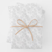 Hübscher weißer Damast Blumendruck Geschenkpapier Set (Beispiel)