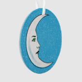 Hübscher, weißer Halbmond mit blauen Gesichtsstein Ornament (Vorderseite)