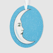 Hübscher, weißer Halbmond mit blauen Gesichtsstein Ornament (Vorderseite)