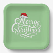 Hübscher, weißer Schriftsatz, grün, Weihnachten Pappteller (Vorderseite)