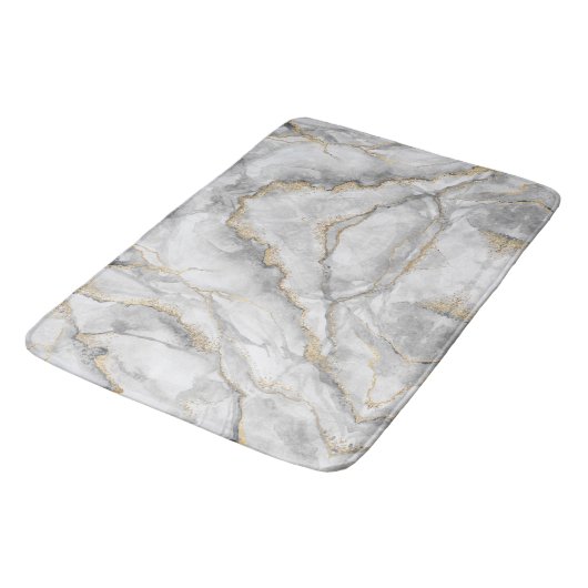 Hübscher weißer Silbermarmor Badematte (Schrägansicht)
