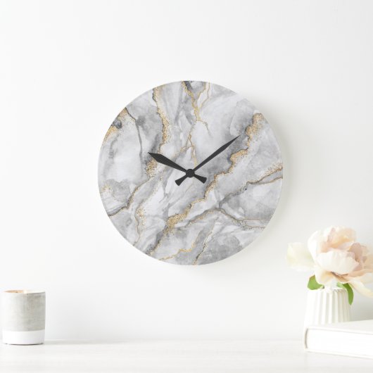 Hübscher weißer Silbermarmor Große Wanduhr (Zuhause)