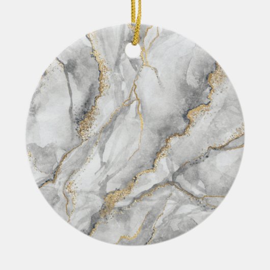 Hübscher weißer Silbermarmor Keramik Ornament (Vorne)