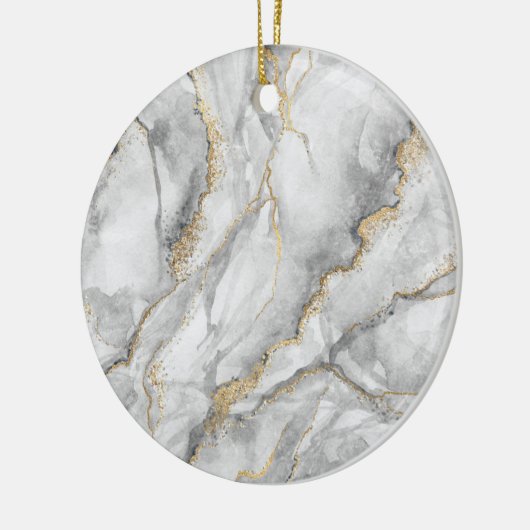 Hübscher weißer Silbermarmor Keramik Ornament (Links)