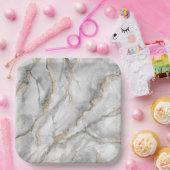 Hübscher weißer Silbermarmor Pappteller (Party)