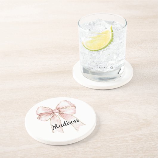 Hübscher Weißrosa-Bogen Personalisiert Getränkeuntersetzer (Seite)