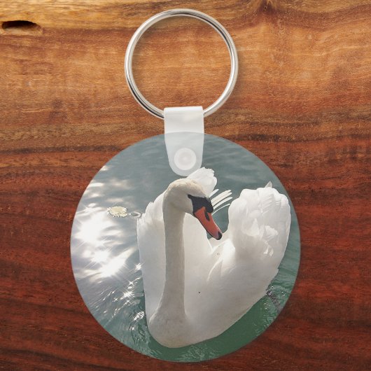 Hübscher Weißschwan Schlüsselanhänger (Vorderseite)