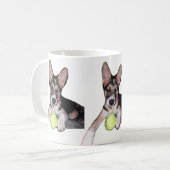 Hübscher Welpe mit Ball Kaffeetasse (Vorderseite Links)
