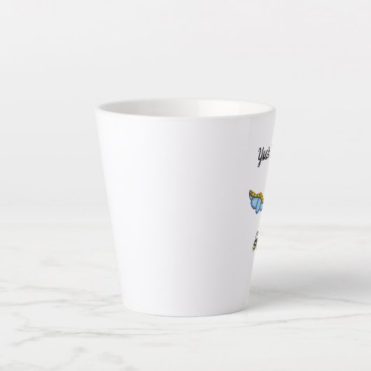 Hübscher Whimsical Flying Bluebird Scroller Schwan Milchtasse (Vorderseite)