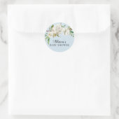 Hübscher White Floral Baby Dusche Umschlag Aufkleb Runder Aufkleber (Tasche)