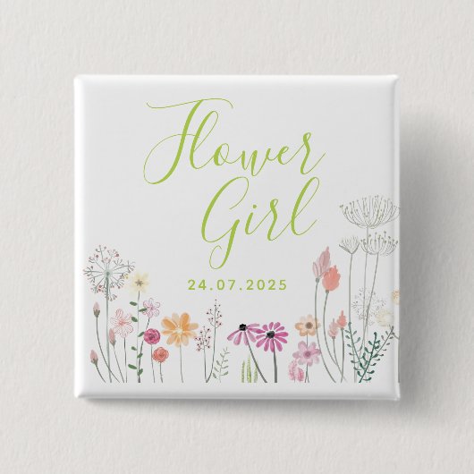Hübscher Wildblumen-Blumenmädchen-Shower-Button Button (Vorderseite)