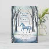 Hübscher Winter Forest Horse Light Ice Einladung (Stehend Vorderseite)