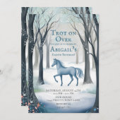 Hübscher Winter Forest Horse Light Ice Einladung (Vorne/Hinten)