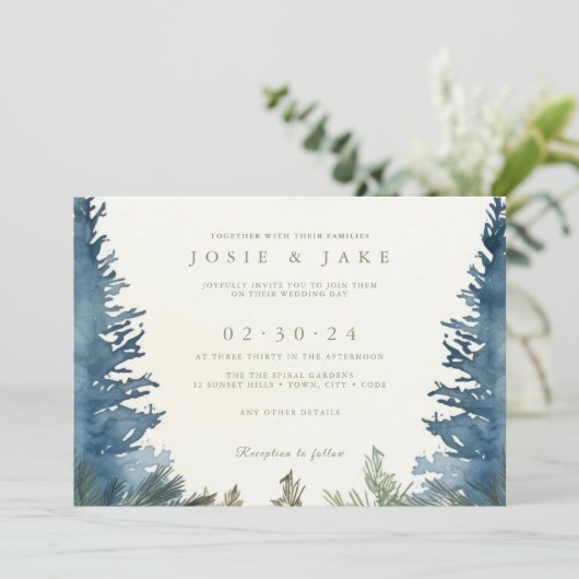 Hübscher Winterschneewald Einladung (Stehend Vorderseite)