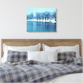 Hübscher Winterteich überzogene Canvas Leinwanddruck (Insitu (Schlafzimmer))