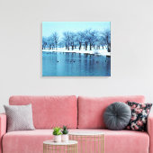 Hübscher Winterteich überzogene Canvas Leinwanddruck (Insitu (Wohnzimmer))