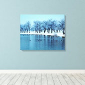 Hübscher Winterteich überzogene Canvas Leinwanddruck (Insitu (Holzboden))