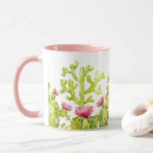 Hübscher Wüstenkaktus mit rosa Blume Kaffeetasse