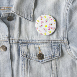 Hübscher Zahnfee-Zauberstab Weiße Zähne Button