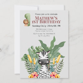 Hübscher Zebra l Wilde Tiere l Safari 1. Geburtsta Einladung