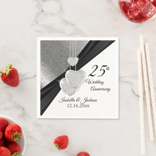 Hübsches 25-jähriges Hochzeitstil-Design Serviette (Beispiel)