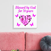 HÜBSCHES 70. PINK FLORARAL GEBURTSTAGES DESIGN LEINWANDDRUCK (Insitu (Wohnzimmer))