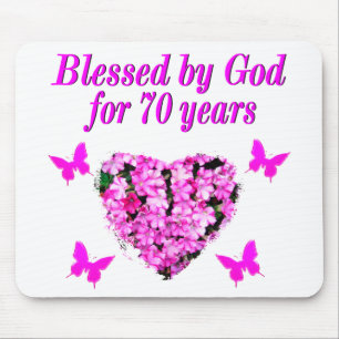 HÜBSCHES 70. PINK FLORARAL GEBURTSTAGES DESIGN MOUSEPAD