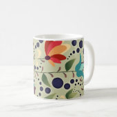 Hübsches abstraktes Blumenmuster auf Salbeigrün Kaffeetasse (VorderseiteRechts)