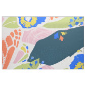 Hübsches Abstraktes Blumenmuster Blaues Orange Stoff (Fat Quarter (45,7 x 55,9 cm))