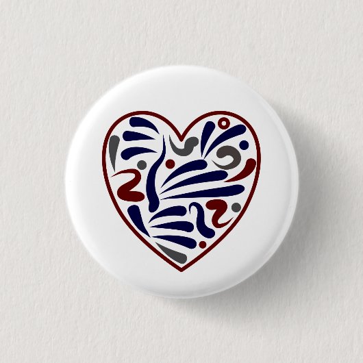 Hübsches abstraktes Herzmuster Button (Vorderseite)