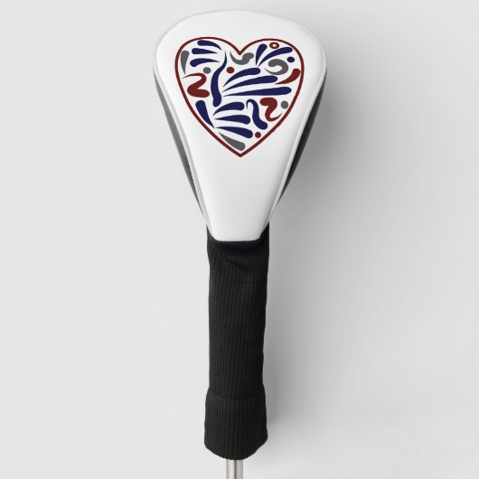 Hübsches abstraktes Herzmuster Golf Headcover (Vorderseite)