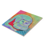 Hübsches Abstraktes Malen der weißen Katze Fliese (Seite)