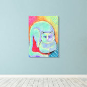 Hübsches Abstraktes Malen der weißen Katze Leinwanddruck (Insitu (Holzboden))